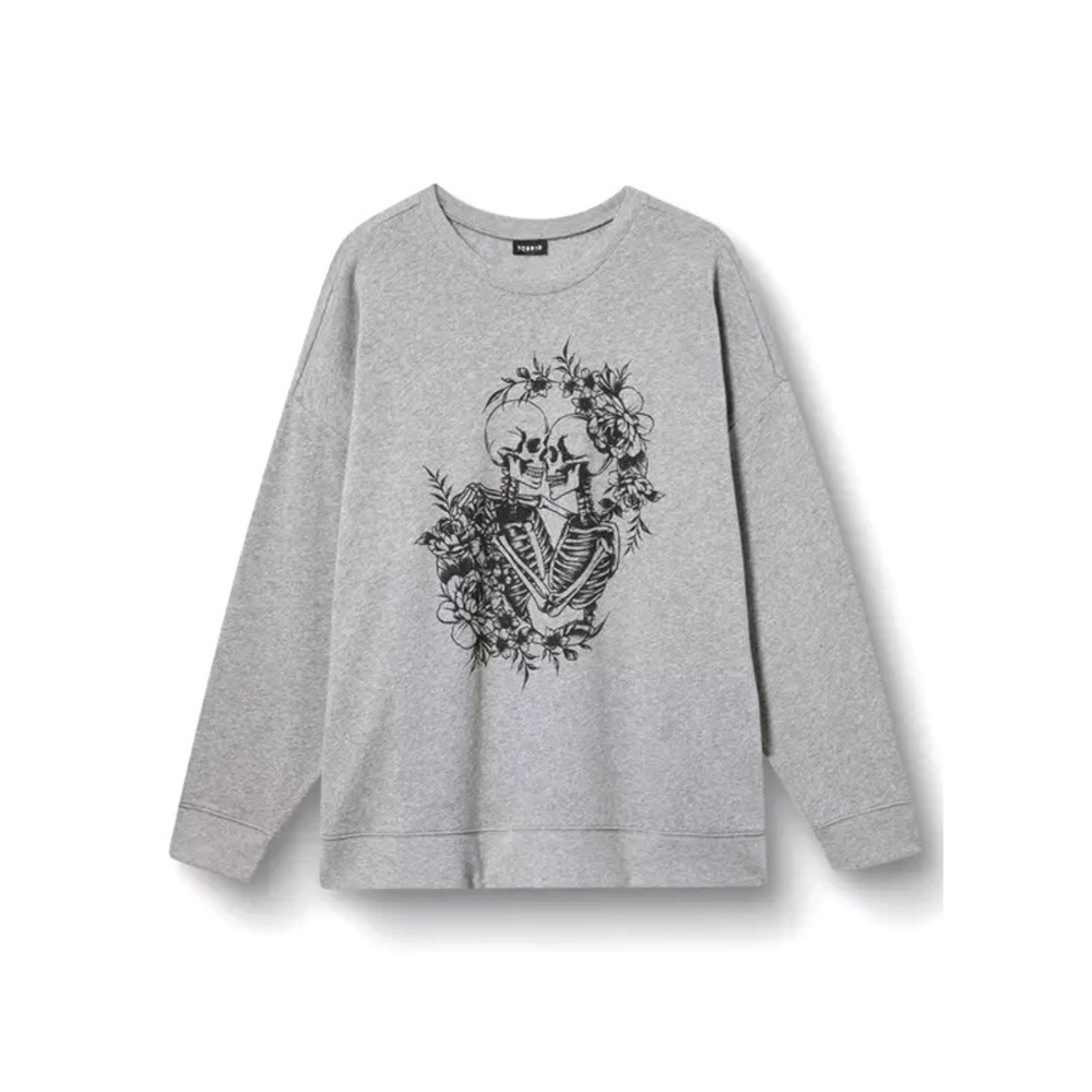 NWT Torrid Grey CottageGoth Drop Shoulder Graphic Flower Plus Size 2X Sweatshirt